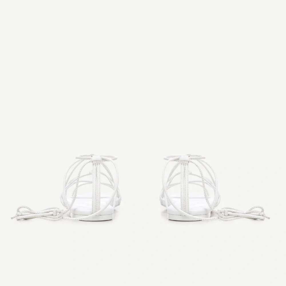 Vince Kenna Knotted Leather Gladiator Sandal 9 White‎ Leather
